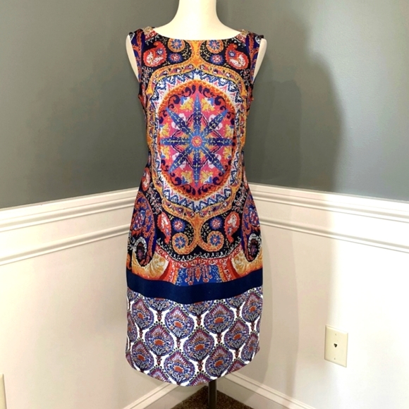 Colorful Medallion Print Sleeveless Sheath Dress - ISLE by Melis Kozan - Picture 3 of 8